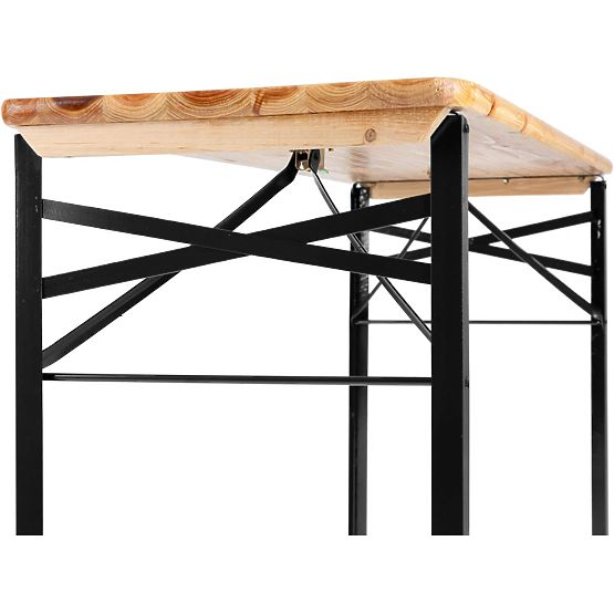 Ensemble de jardin acier-bois PORTER table 170 cm + 2 bancs