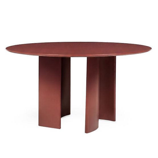 Ensemble de jardin Amarello, table ronde 140 cm + 4 chaises, aluminium, vert/bordeaux