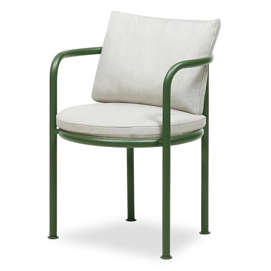 Ensemble de jardin Amarello, table ronde 140 cm + 4 chaises, aluminium, vert/bordeaux