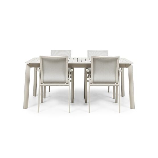 Ensemble de jardin Canelli, table extensible 175-234 cm + 4 chaises, aluminium, beige clair