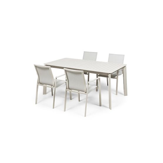 Ensemble de jardin Canelli, table extensible 175-234 cm + 4 chaises, aluminium, beige clair