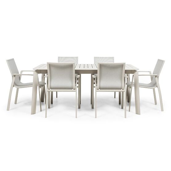 Ensemble de jardin Canelli, table extensible 175-234 cm + 6 chaises, aluminium, beige clair