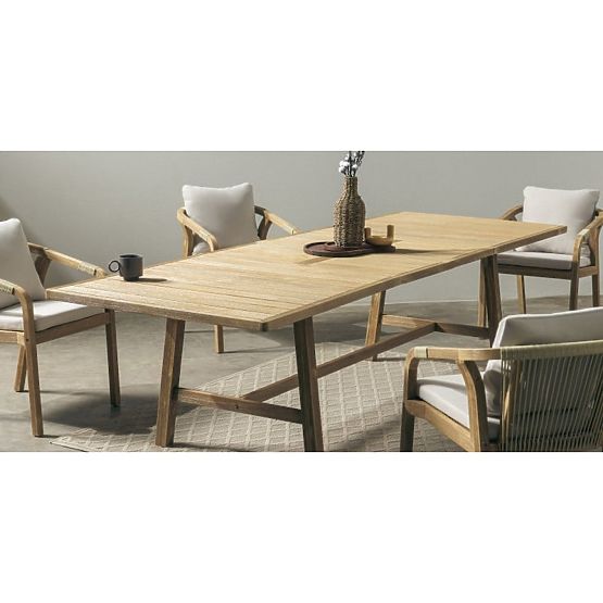 Ensemble de jardin Castello, table extensible 200-295 cm + 10 chaises avec tressage, bois d'acacia F