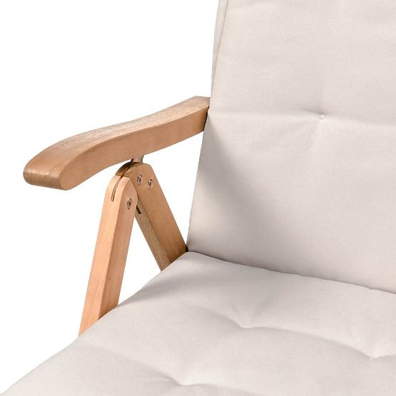 Ensemble de jardin Familis table 160 cm + 6 chaises avec dossiers réglables et coussins gris clair