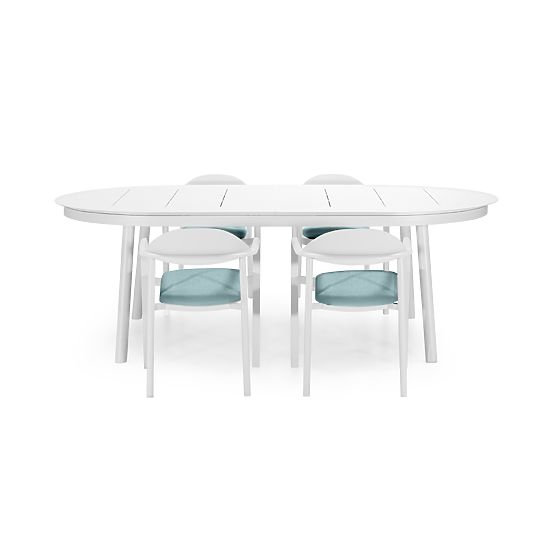 Ensemble de jardin Marinelli, table extensible 230-300 cm + 4 chaises, aluminium, blanc