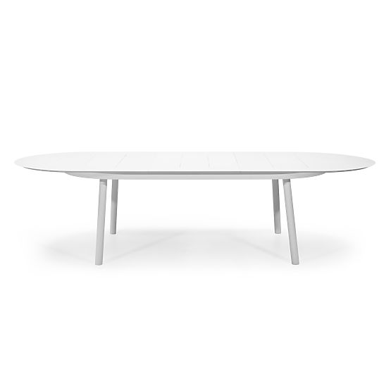 Ensemble de jardin Marinelli, table extensible 230-300 cm + 4 chaises, aluminium, blanc