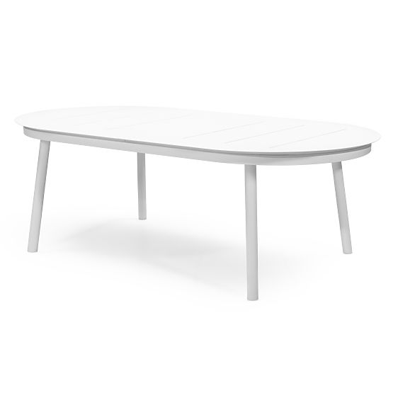 Ensemble de jardin Marinelli, table extensible 230-300 cm + 6 chaises, aluminium, blanc