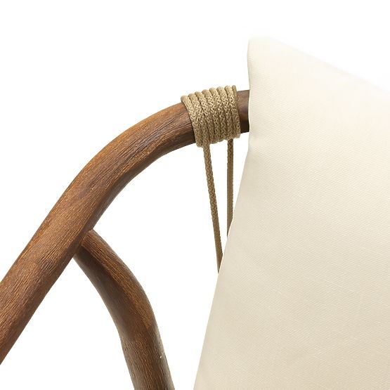 Ensemble de jardin Rovigo table avec plateau en pierre 220 cm et 6 chaises avec corde tressée, bois 