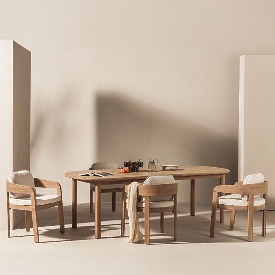 Ensemble de jardin Satori II, table 240 cm + 6 chaises, bois d'acacia FSC, aspect teck, beige, arron