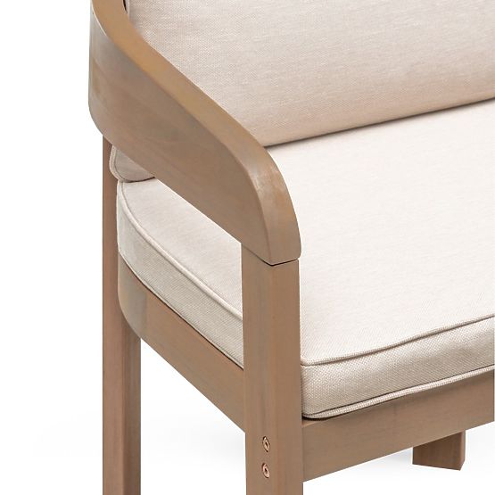 Ensemble de jardin Satori, table 183 cm + 6 chaises, bois d'acacia FSC, aspect teck, beige, arrondi