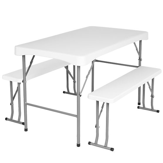 Ensemble de jardin STANLEY table + 2 bancs