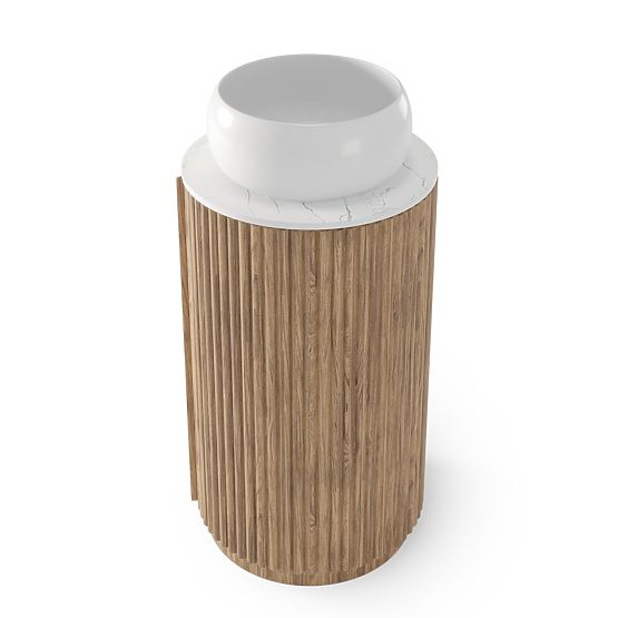 Ensemble de meuble avec plan et lavabo La promessa 40 cm, rainuré, arrondi, chêne/blanc