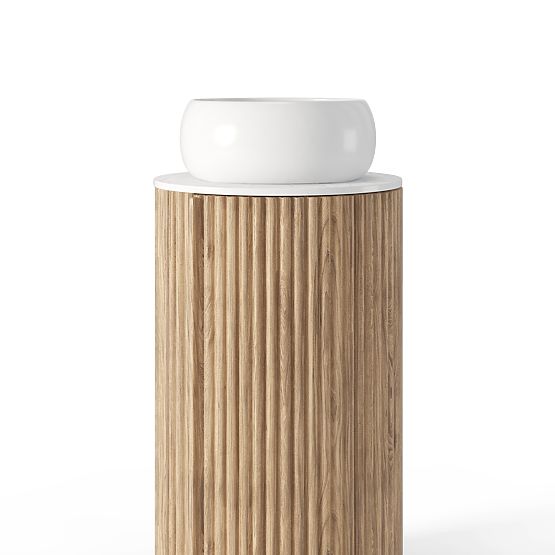 Ensemble de meuble avec plan et lavabo La promessa 40 cm, rainuré, arrondi, chêne/blanc