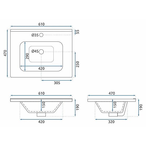 Ensemble de meubles de salle de bain avec lavabo Mario 60 cm Gris