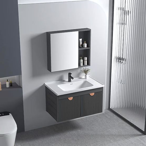 Ensemble de meubles de salle de bain avec lavabo Mario 60 cm Gris