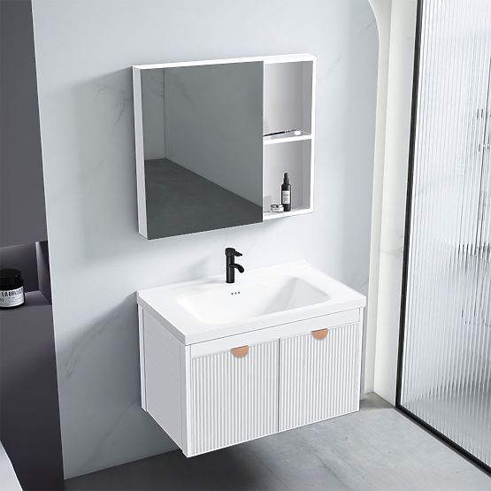 Ensemble de meubles de salle de bain avec lavabo Mario 60cm Blanc