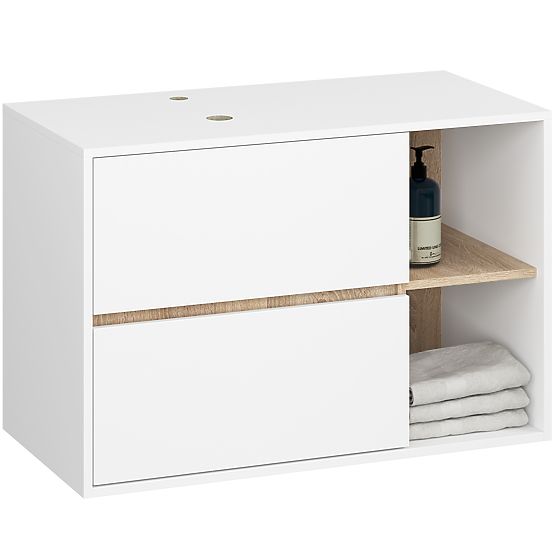 ENSEMBLE DE MEUBLES DE SALLE DE BAIN SUSPENDUS AVEC OUVERTURES VAMI BLANC / CHÊNE SONOMA