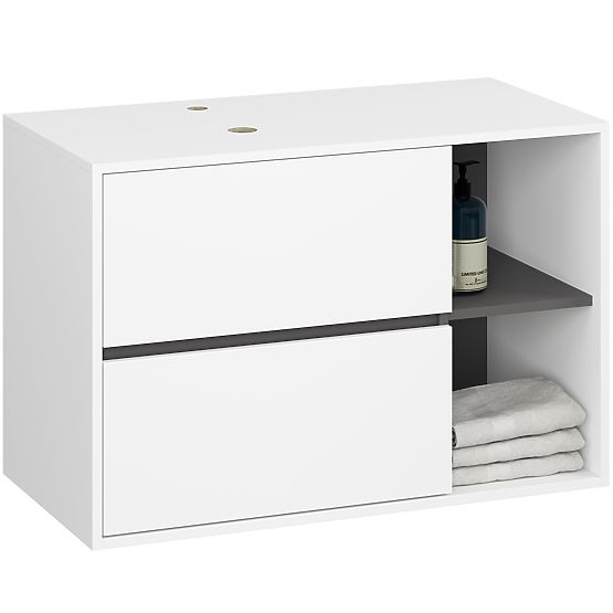 ENSEMBLE DE MEUBLES DE SALLE DE BAIN SUSPENDUS AVEC OUVERTURES VAMI BLANC / GRIS GRAPHITE