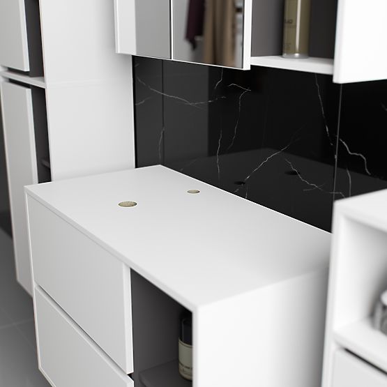 ENSEMBLE DE MEUBLES DE SALLE DE BAIN SUSPENDUS AVEC OUVERTURES VAMI BLANC / GRIS GRAPHITE