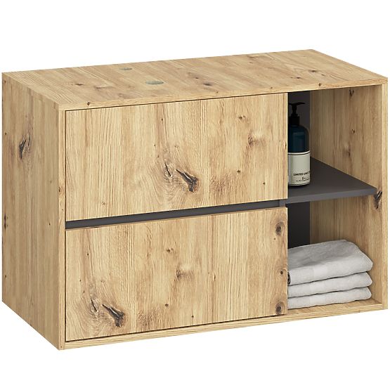 ENSEMBLE DE MEUBLES DE SALLE DE BAIN SUSPENDUS AVEC OUVERTURES VAMI CHÊNE ARTISAN / GRIS GRAPHITE