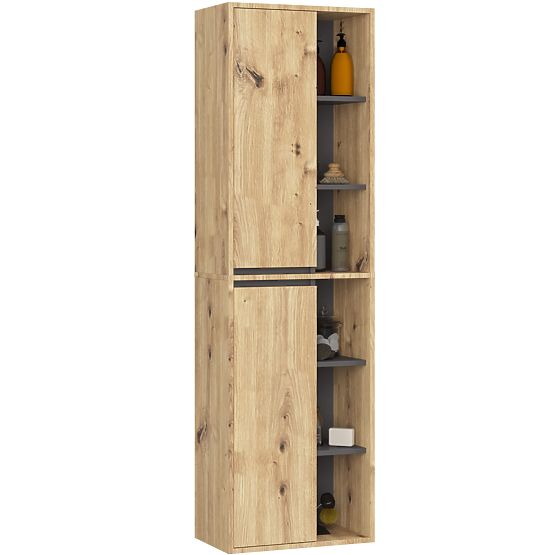 ENSEMBLE DE MEUBLES DE SALLE DE BAIN SUSPENDUS AVEC OUVERTURES VAMI CHÊNE ARTISAN / GRIS GRAPHITE