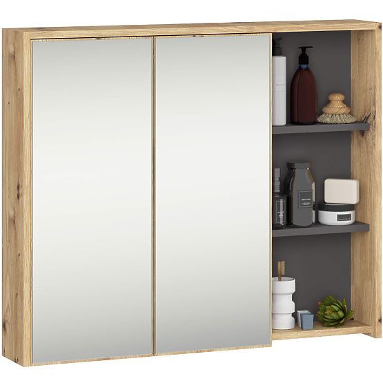 ENSEMBLE DE MEUBLES DE SALLE DE BAIN SUSPENDUS AVEC OUVERTURES VAMI CHÊNE ARTISAN / GRIS GRAPHITE