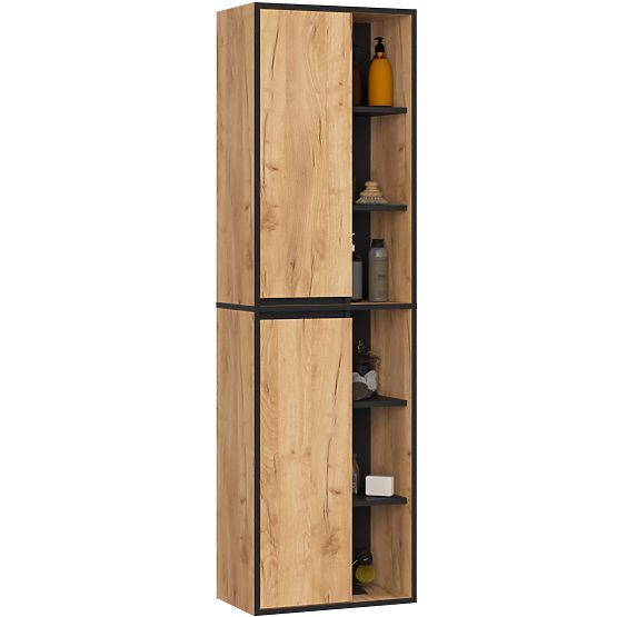 ENSEMBLE DE MEUBLES DE SALLE DE BAIN SUSPENDUS AVEC OUVERTURES VAMI CHÊNE CRAFT / NOIR