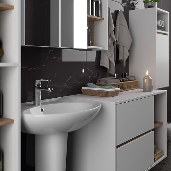 ENSEMBLE DE MEUBLES DE SALLE DE BAIN SUSPENDUS VAMI BLANC / CHÊNE SONOMA
