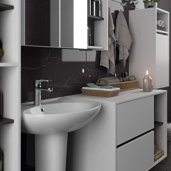 ENSEMBLE DE MEUBLES DE SALLE DE BAIN SUSPENDUS VAMI BLANC / GRIS GRAPHITE