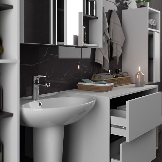 ENSEMBLE DE MEUBLES DE SALLE DE BAIN SUSPENDUS VAMI BLANC / GRIS GRAPHITE
