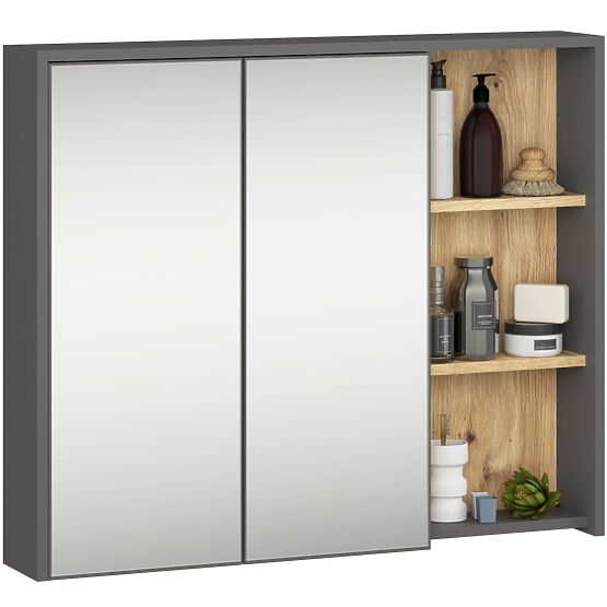 ENSEMBLE DE MEUBLES DE SALLE DE BAIN SUSPENDUS VAMI GRIS GRAPHITE / CHÊNE ARTISAN