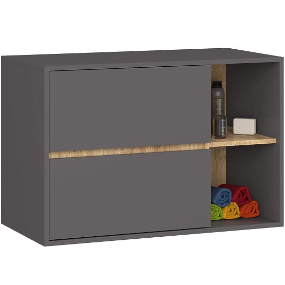 ENSEMBLE DE MEUBLES DE SALLE DE BAIN SUSPENDUS VAMI GRIS GRAPHITE / CHÊNE ARTISAN