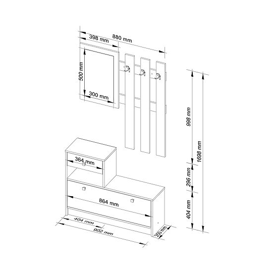 ENSEMBLE DE MEUBLES POUR ENTRÉE BLANC