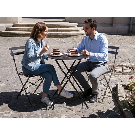 Ensemble de mobilier de balcon (2 x chaises pliantes + table) SEMPLICI Acier Noir