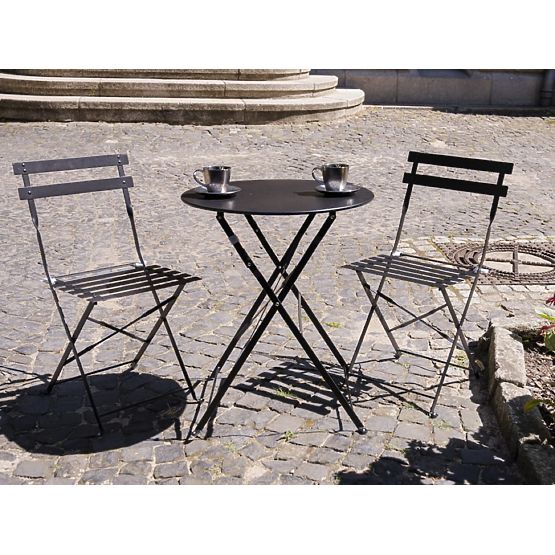 Ensemble de mobilier de balcon (2 x chaises pliantes + table) SEMPLICI Acier Noir