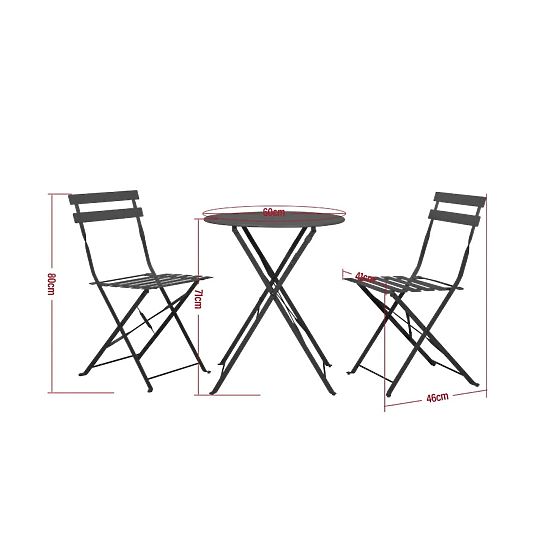 Ensemble de mobilier de balcon (2 x chaises pliantes + table) SEMPLICI Acier Noir
