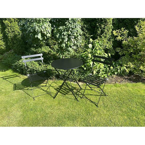 Ensemble de mobilier de balcon (2 x chaises pliantes + table) SEMPLICI Acier Noir
