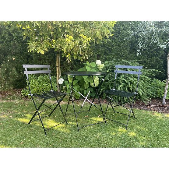 Ensemble de mobilier de balcon (2 x chaises pliantes + table) SEMPLICI Acier Noir