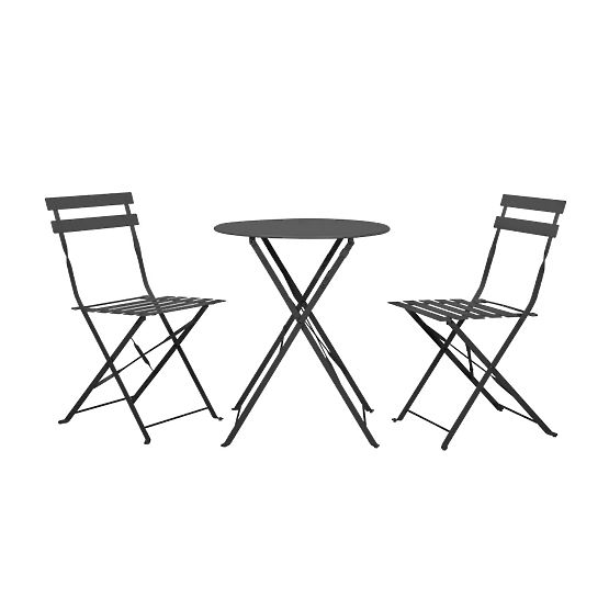 Ensemble de mobilier de balcon (2 x chaises pliantes + table) SEMPLICI Acier Noir
