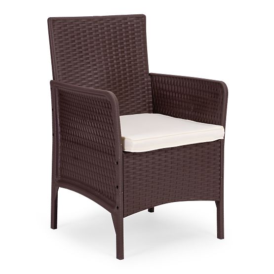 Ensemble de mobilier de jardin 2 fauteuils + table en verre trempé marron MultiGarden