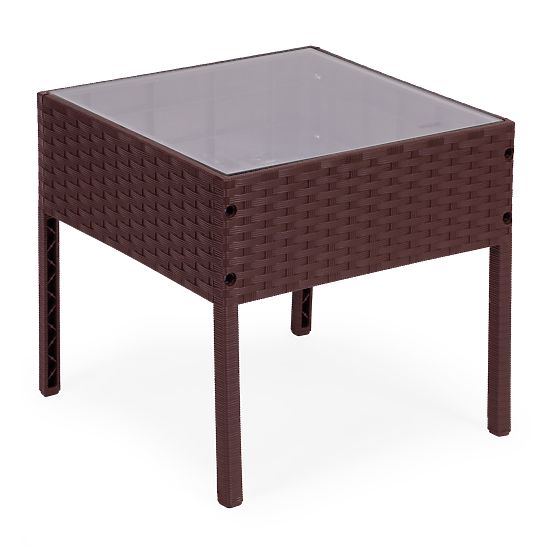 Ensemble de mobilier de jardin 2 fauteuils + table en verre trempé marron MultiGarden