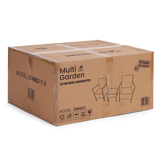 Ensemble de mobilier de jardin 2 fauteuils + table en verre trempé marron MultiGarden