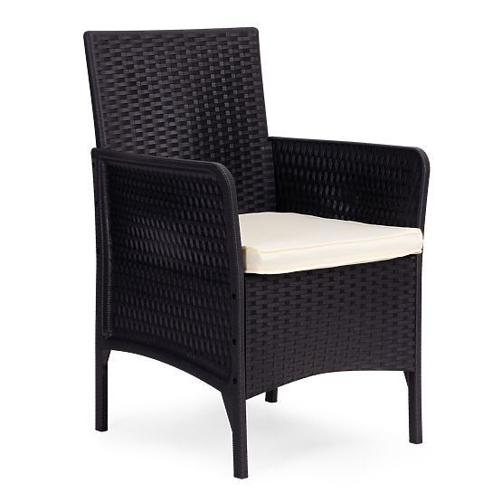 Ensemble de mobilier de jardin 2 fauteuils + table verre trempé noir MultiGarden