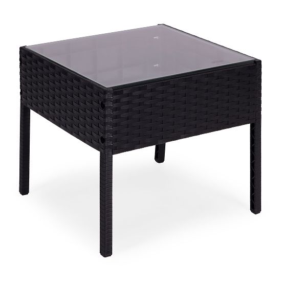 Ensemble de mobilier de jardin 2 fauteuils + table verre trempé noir MultiGarden