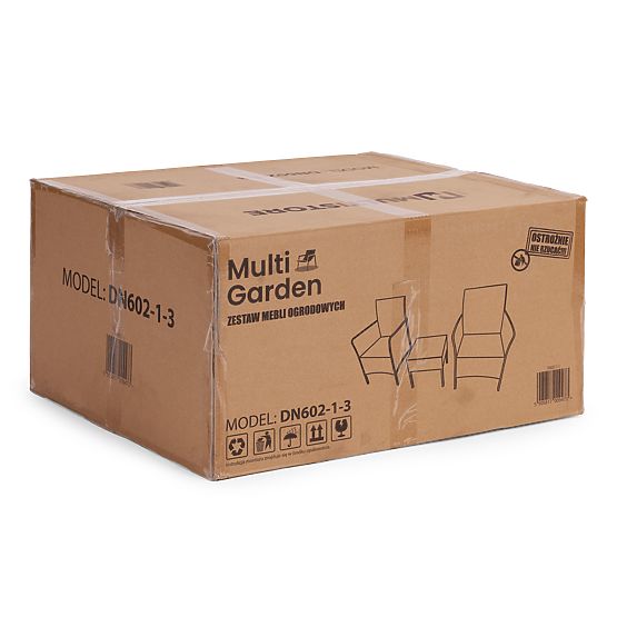 Ensemble de mobilier de jardin 2 fauteuils + table verre trempé noir MultiGarden