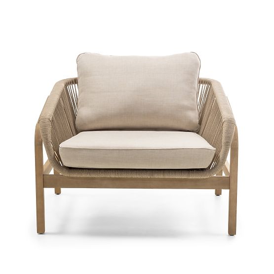 Ensemble de mobilier de jardin Belpasso, tressage, bois d'eucalyptus FSC, aspect teck, beige clair