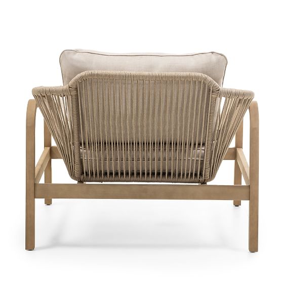 Ensemble de mobilier de jardin Belpasso, tressage, bois d'eucalyptus FSC, aspect teck, beige clair