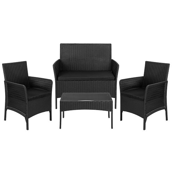 Ensemble de mobilier de jardin CAMELIA noir avec coussins noirs