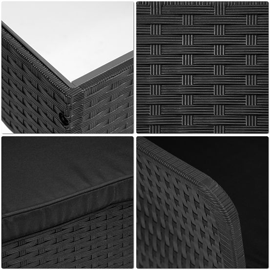 Ensemble de mobilier de jardin CAMELIA noir avec coussins noirs