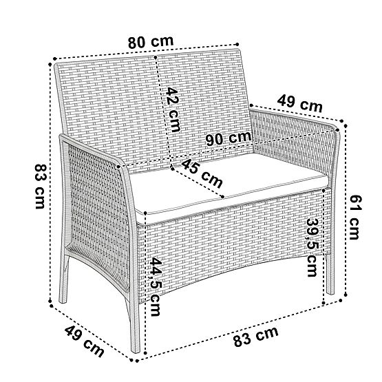 Ensemble de mobilier de jardin CAMELIA noir avec coussins noirs